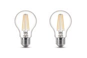 Glödlampor - Philips LED-glödlampa Classic 7W/827 (60W) clear 2-pack E27 - 929001815082