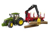 Leksaksbil - Bruder John Deere 7R 350 with forestry trailer and 4 trunks - BR3154