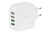 Mobile - Adapters & Chargers - Vivanco USB hemladdare 4.8A (2.4A/1A) 4xUSB Vit - 37564