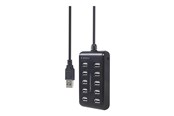 USB Hub - Gembird UHB-U2P10P-01 - hub - 10 ports USB Hub - 10 porte - Svart - UHB-U2P10P-01