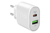 Mobile - Adapters & Chargers - SBS USB-C Väggladdare med 20W Power Delivery - Vit - TETRPD20W