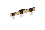 Lampor - EGLO BAILRIGG ceiling lamp 3L black/wood - 43901
