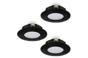 Lampor - EGLO PINEDA recessed spotlight Ø78 mm 3000K 3-pack black - 900744