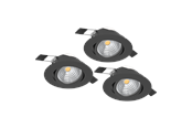 Lampor - EGLO SALICETO recessed spotlight LED 6W 2700K black 3-pack - 900747