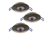 Lampor - EGLO ZUJAR recessed spotlight Ø90 340lm 3-pack brushed steel - 75765