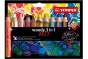 Hobby Tillbehör - STABILO woody Arty 3 in 1 cardboard wallet of 10 pens incl. a sharpener - 208542