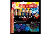 Hobby Tillbehör - STABILO woody Arty 3 in 1 cardboard wallet of 6 pens incl. a sharpener - 208548