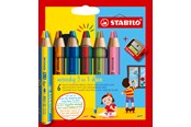 Hobby Tillbehör - STABILO woody Arty 3 in 1 cardboard wallet of 6 pens incl. a sharpener - 208550