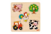 Pusselspel - Goki Wooden Stud Puzzle Farm Trä - 57546