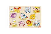 Pusselspel - Goki Wooden Stud Puzzle Animals Baby Trä - 57838
