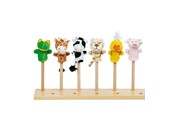 Docka, bamse och tillbehör - Goki Plush Finger Puppet Animal 6pcs. - 15418