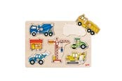 Pusselspel - Goki Wooden Stud Puzzle - Work Vehicles Trä - 57593