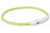 Hundar - Trixie Flash Light Ring USB Illuminated Dog Safety Collar Green Size XS-S 7mm 35cm - TX12700