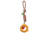 Hundar - Trixie Playing Rope with Ring 12 cm/41 cm assorted colours - TX33191
