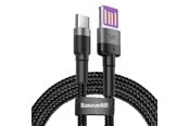 USB-kabel - Baseus Cafule USB-C Cable Huawei SuperCharge QC 3.0 5A 1m (Black+Gray) - CATKLF-PG1