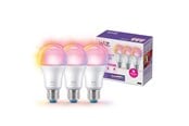 Smarta Hem - WiZ Color A60 E27 Smart LED-lampa 3-pack - RGB/16 miljoner färger + Dimbar Vit LED - 929003601033
