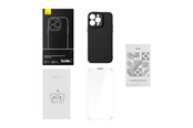 Mobile - Covers & Cases - Baseus Case Synthetic Fiber Series for iPhone 14 Pro (black)+ tempered glass + cleaning kit - ARQW000101