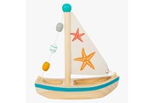 Vattenlek - Small Foot - Bath Toy Wooden Sailboat Starfish - 11658