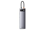 USB Hub - Baseus Hub 11in1 Metal Gleam Series USB-C to 3x USB 3.0 + 2x HDMI + USB-C PD + Ethernet RJ45 + microSD/SD + VGA + AUX USB Hub - USB 3.0 - 11 porte - Grey - BSU2900