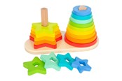 Babyleksaker - Small Foot - Wooden Stacking Tower Rainbow Circle and Star 19dlg. - 11720
