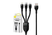 USB-kabel - Baseus 3in1 USB cable  Flash Series USB-C + micro USB + Lightning 100W 1.2m (black) - CASS030001