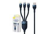 USB-kabel - Baseus 3in1 USB cable  Flash Series USB-C + micro USB + Lightning 100W 1.2m (blue) - CASS030003