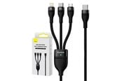 USB-kabel - Baseus 3in1 USB cable Flash Series 2 USB-C + micro USB + Lightning 100W 1.5m (black) - CASS030201