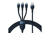 USB-kabel - Baseus 3in1 USB cable  USB 3in1  Flash Series USB-C + Micro + Lightning 66W 1.2m (blue) - CASS040003