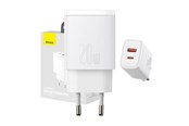 Mobile - Adapters & Chargers - Baseus Compact Quick Charger USB USB-C 20W (white) - 6953156207240