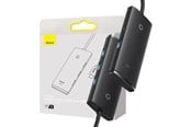 USB Hub - Baseus Lite Series Hub 4in1 USB-C to 4x USB 3.0 + USB-C 1m (Black) USB Hub - USB 3.0 - 4 porte - Svart - WKQX030401