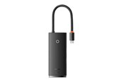 USB Hub - Baseus Lite Series Hub 6w1 USB-C to 2x USB 3.0 + USB-C + HDMI + SD/TF (black) USB Hub - USB 3.0 - 6 porte - Svart - WKQX050001