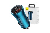 Mobile - Adapters & Chargers - Baseus Golden Contactor Max car charger USB + USB-C 60W (blue) - CGJM000103