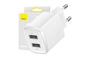 Mobile - Adapters & Chargers - Baseus Compact Quick Charger 2x USB 10.5W (white) - CCXJ010202