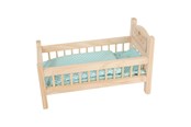 Docka, bamse och tillbehör - Small Foot - Wooden Doll Bed Natural with Bedding. 4ldg. - 9601