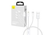USB-kabel - Baseus Quick Charge USB to M+L+C  Superior Data 3.5A 0.5m (White) - P10320105221-01