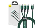 USB-kabel - Baseus Rapid Series 3-in-1 cable USB-C For M+L+T 20W 1.5m (Green ) - CAMLT-SC06