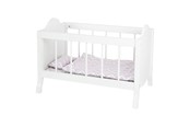 Dockor & Tillbehör - Small Foot - Wooden Doll Bed White with Bedding Stripes 4dlg. - 11778