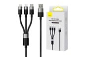 USB-kabel - Baseus 3in1 USB cable  StarSpeed Series USB-C + Micro + Lightning 3.5A 1.2m (Black) - CAXS000001