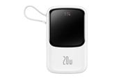 PowerBank - Baseus Qpow Digital Display Power Bank with Fast Charging 10000mAh 20W QC/PD/SCP/FCP with Built-in Lightning Cable White - 10000 mAh - PPQD060002
