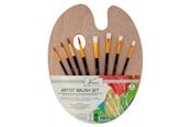 Konst- och hantverksmaterial - Nassau Wooden palette with 4 flat and 4 round brushes - K-AR0822/GE