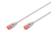 Nätverkskabel - DIGITUS CAT 6 U-UTP Slim Patch Cord - 2m - Grå - 2m - DK-1617-020S