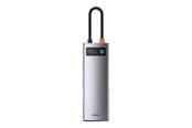 USB Hub - Baseus Hub 8in1 Metal Gleam Series USB-C to 3x USB 3.0 + HDMI + USB-C PD + Ethernet RJ45 + microSD/SD USB Hub - USB 3.0 - 7 porte - Grey - CAHUB-CV0G
