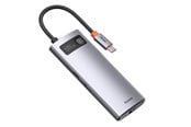 USB Hub - Baseus Hub 6in1 Metal Gleam Series USB-C to 3x USB 3.0 + HDMI + USB-C PD + Ethernet RJ45 USB Hub - USB 3.0 - 6 porte - Grey - CAHUB-CW0G