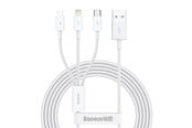 USB-kabel - Baseus Superior Series USB to micro USB / USB-C / Lightning 3.5A 1.2m (white) - CAMLTYS-02