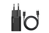 Mobile - Adapters & Chargers - Baseus Super Si Quick Charger 1C 25W with USB-C cable for USB-C 1m (black) - TZCCSUP-L01