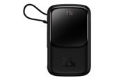 PowerBank - Baseus Qpow Digital Display Fast Charging Power Bank 10000mAh 22.5W QC/PD/SCP/FCP with Built-in USB-C Cable Black - 10000 mAh - PPQD060101