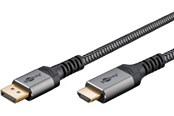 Displaykabel - Pro Displayport 1.2 - HDMI 2.0 Sleeved - 2m - Svart - DP1.2HDMI20BB2