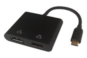 USB Hub - Deltaco USB-C MST HUB 2x 4K/60Hz HDMI + DP black 0.1m USB Hub - 3 porte - Svart - USBC-HDDP