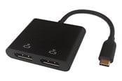 USB Hub - Deltaco USB-C MST HUB 2x 4K/60Hz DP x 2 black 0.1m USB Hub - 4 porte - Svart - USBC-2DP