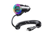 Mobile - Adapters & Chargers - Joyroom Car charger JR-CL25 2x USB + Lightning cable (black) - JR-CL25
